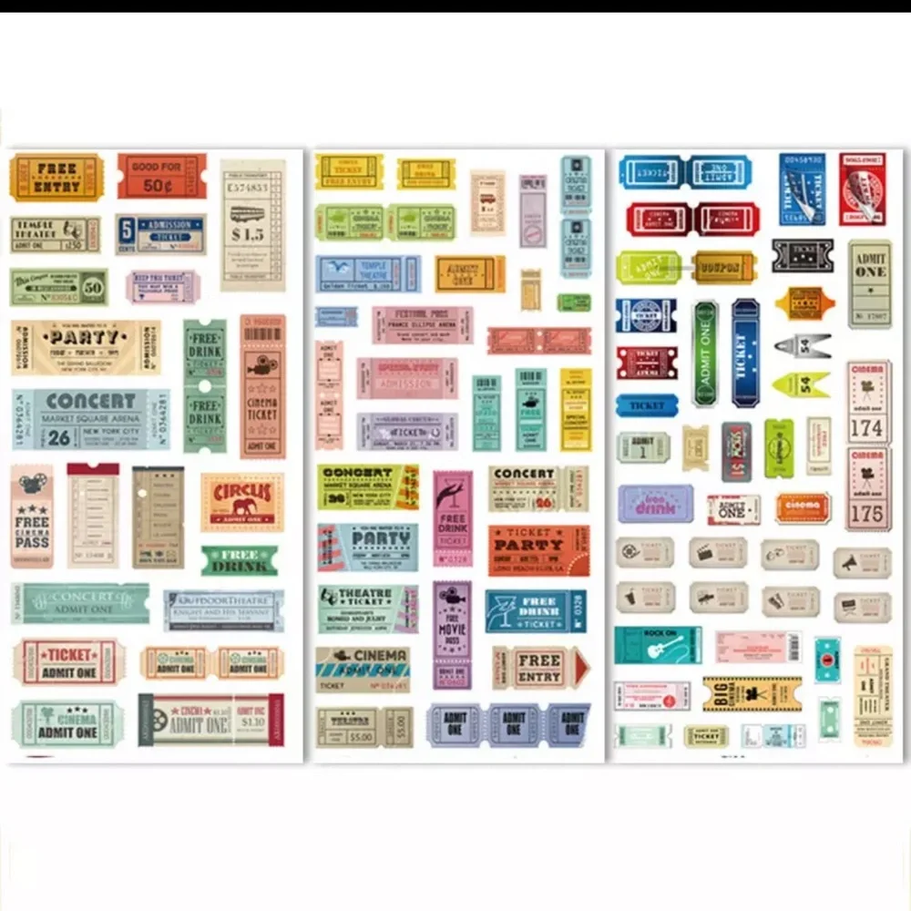 $1 TICKET STICKER SHEETS. NEW. $1 WITH ANY $10 ORDER OR MORE